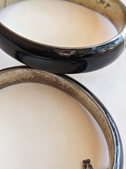 c. 1860s Pair of Silver Enamel Bracelets