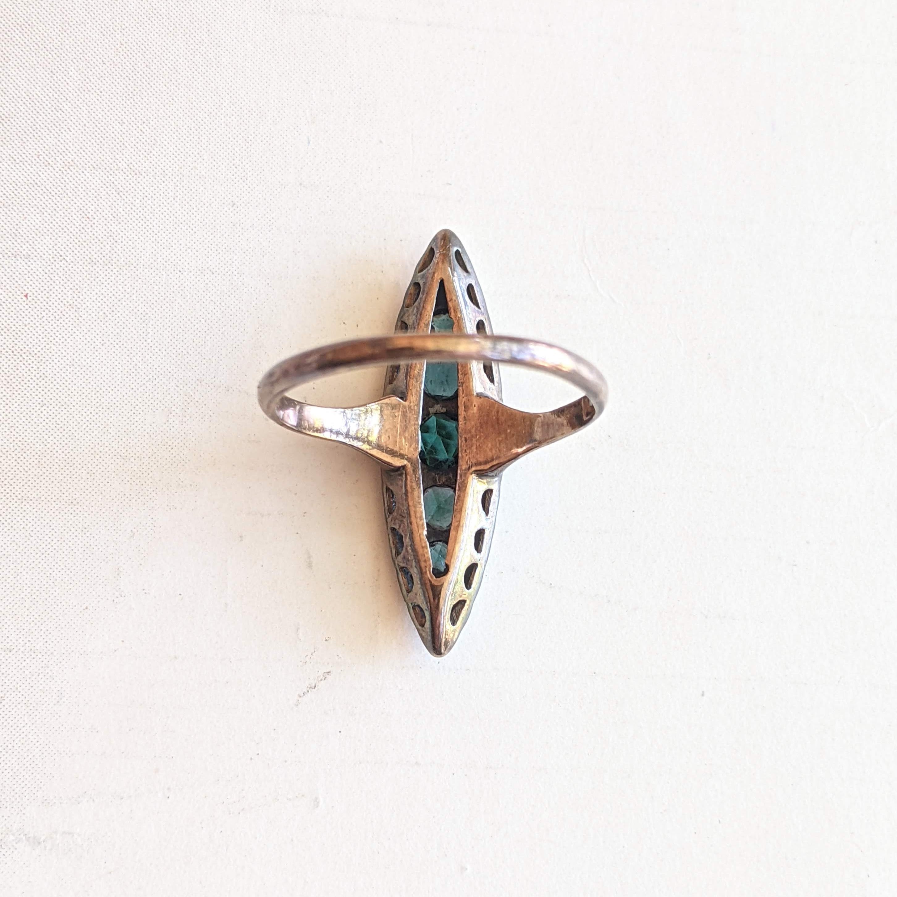 c. 1890s-1900s 14k Gold Emerald Diamond Ring
