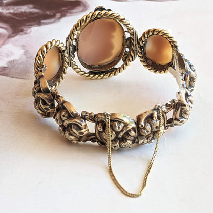 19th c. 14k Gold Cameo Bracelet - The Three Graces