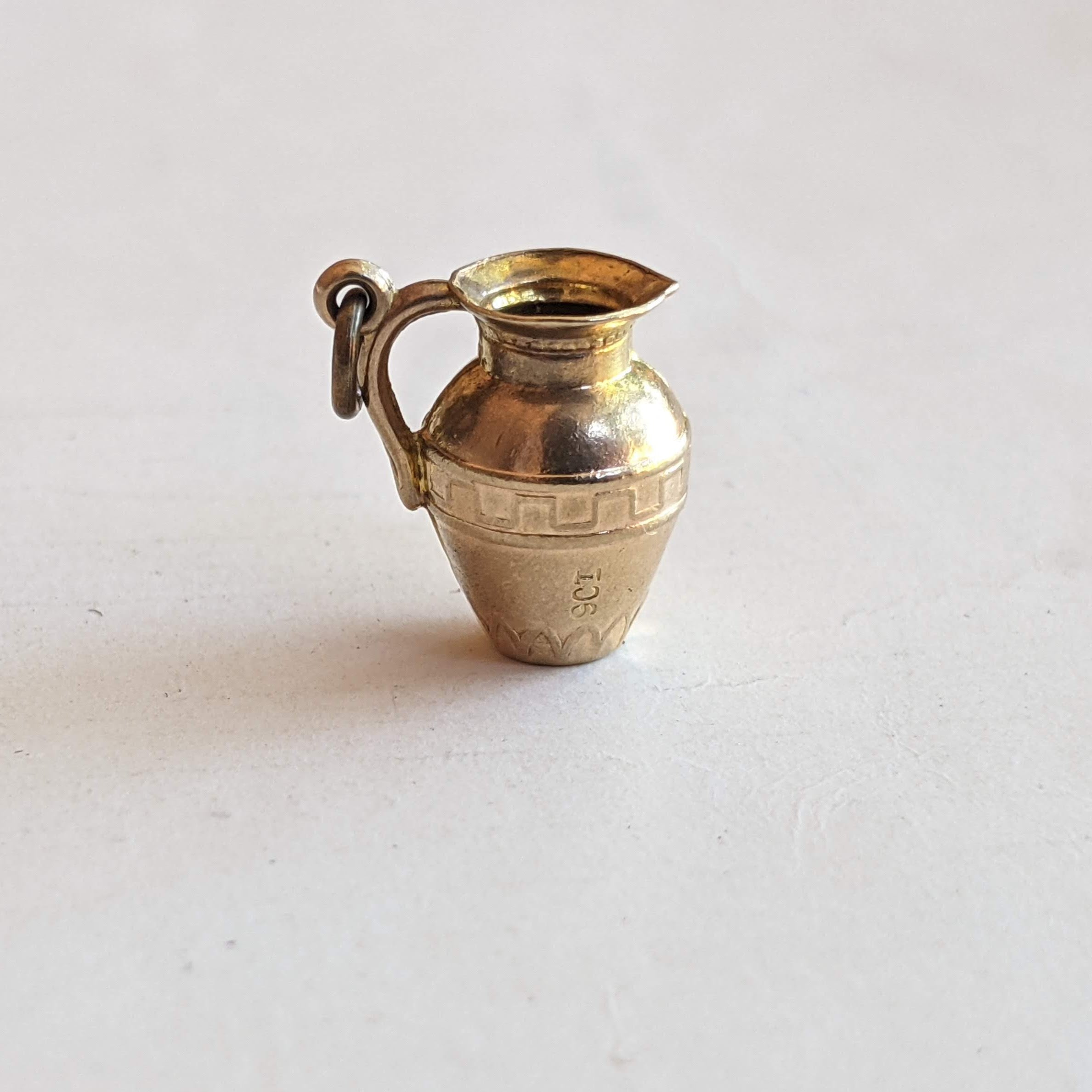 19th c. 9k Gold Jug Pendant / Charm