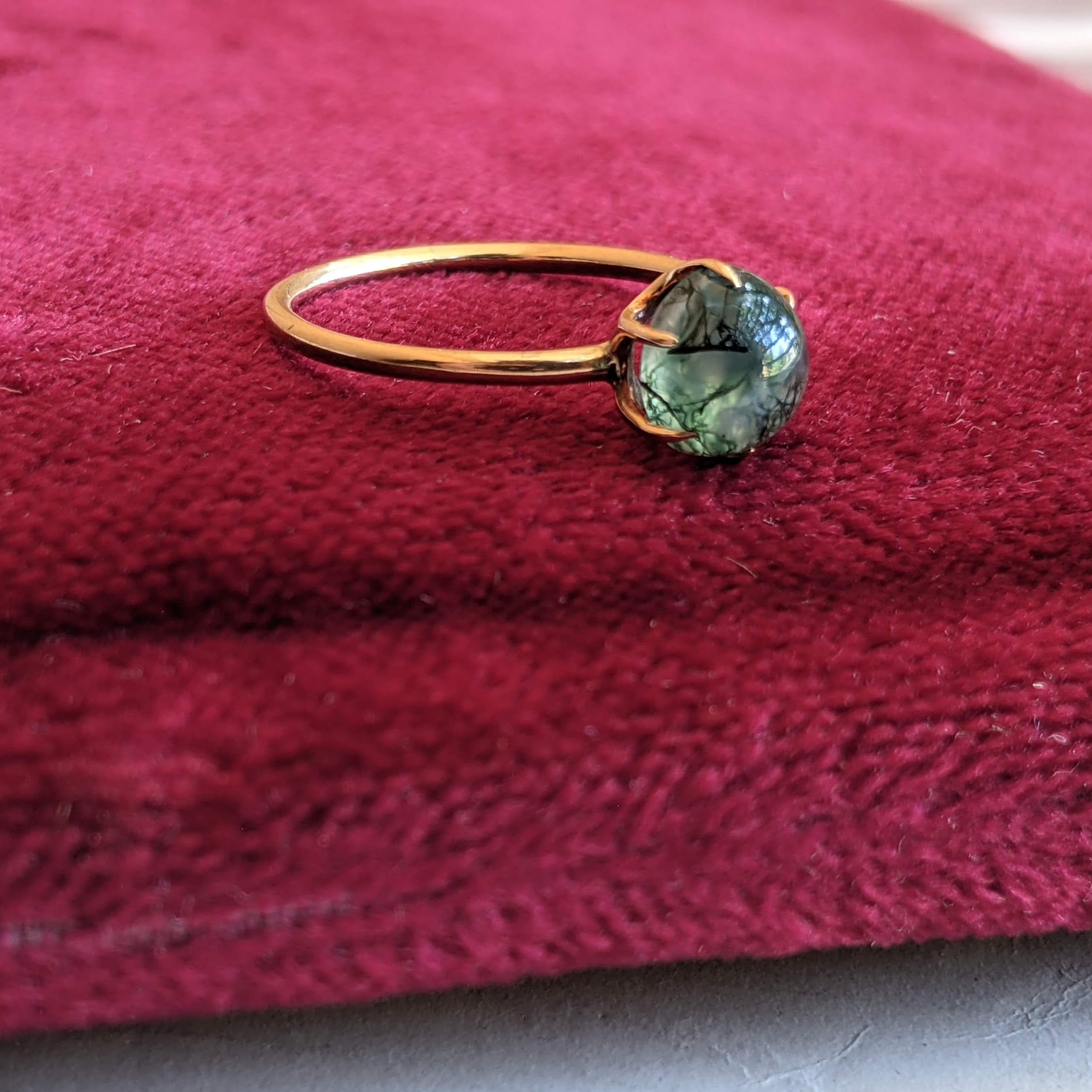 Turn of the century 14k Gold Moss Agate Ring