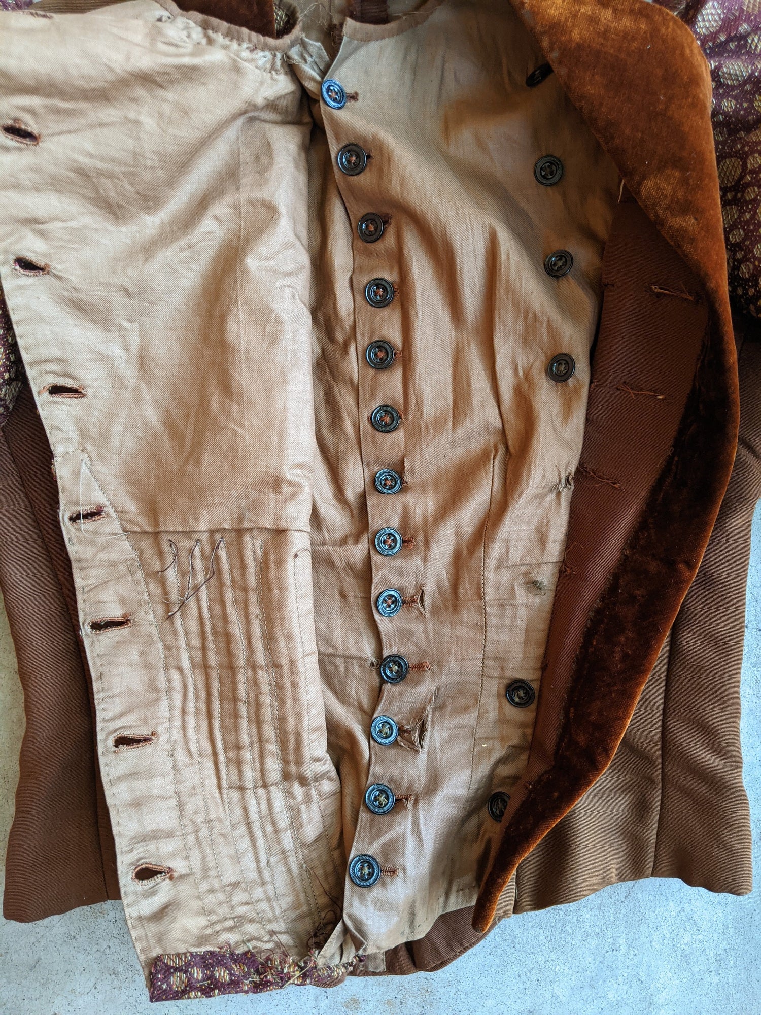c. 1890s Silk + Velvet Novelty Print Bodice