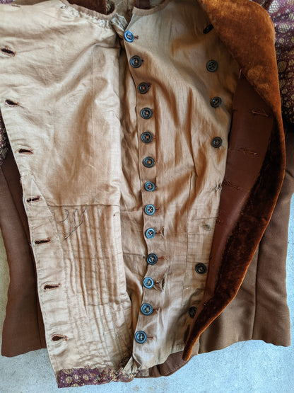 c. 1890s Silk + Velvet Novelty Print Bodice
