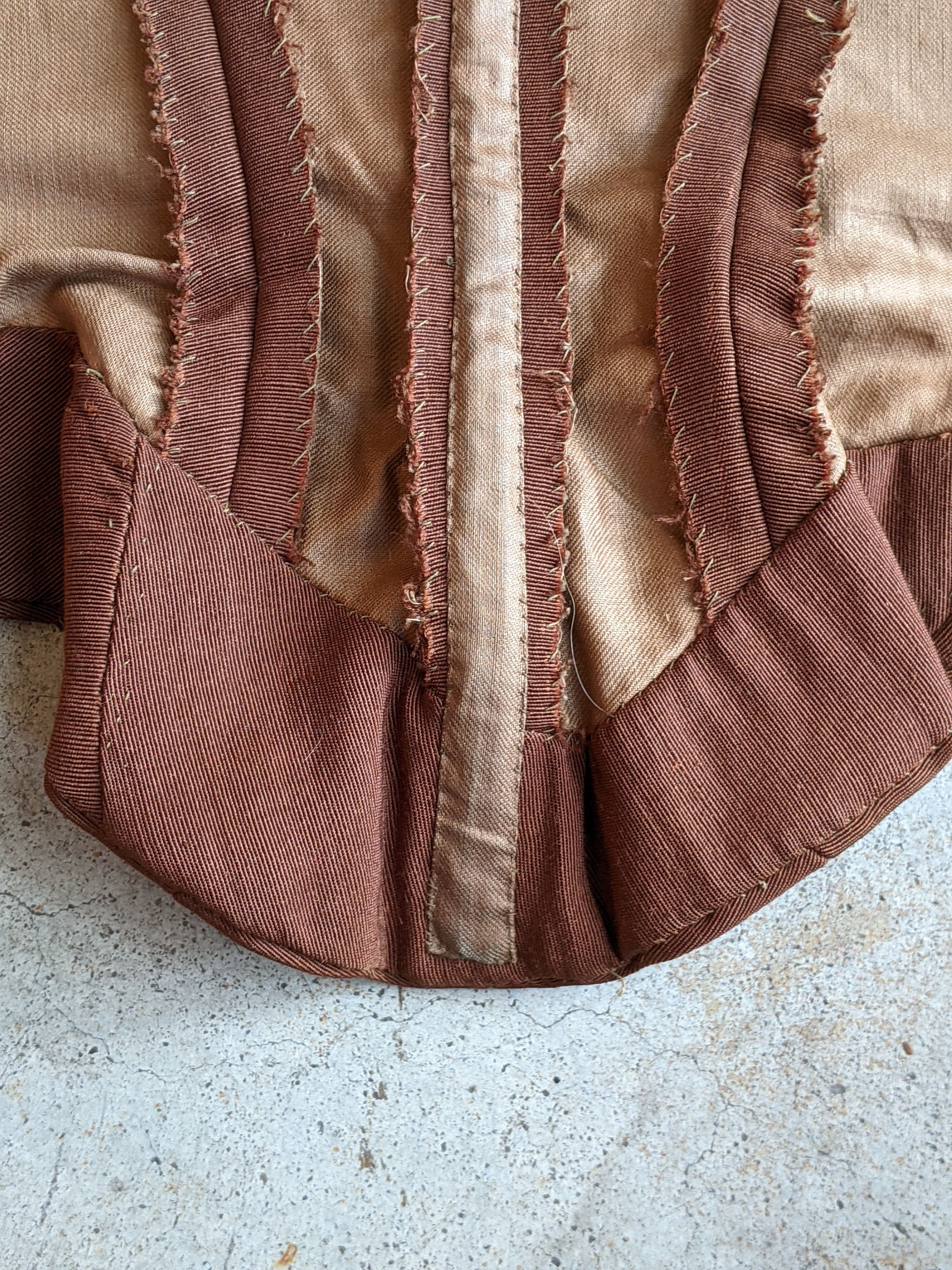 c. 1890s Silk + Velvet Novelty Print Bodice