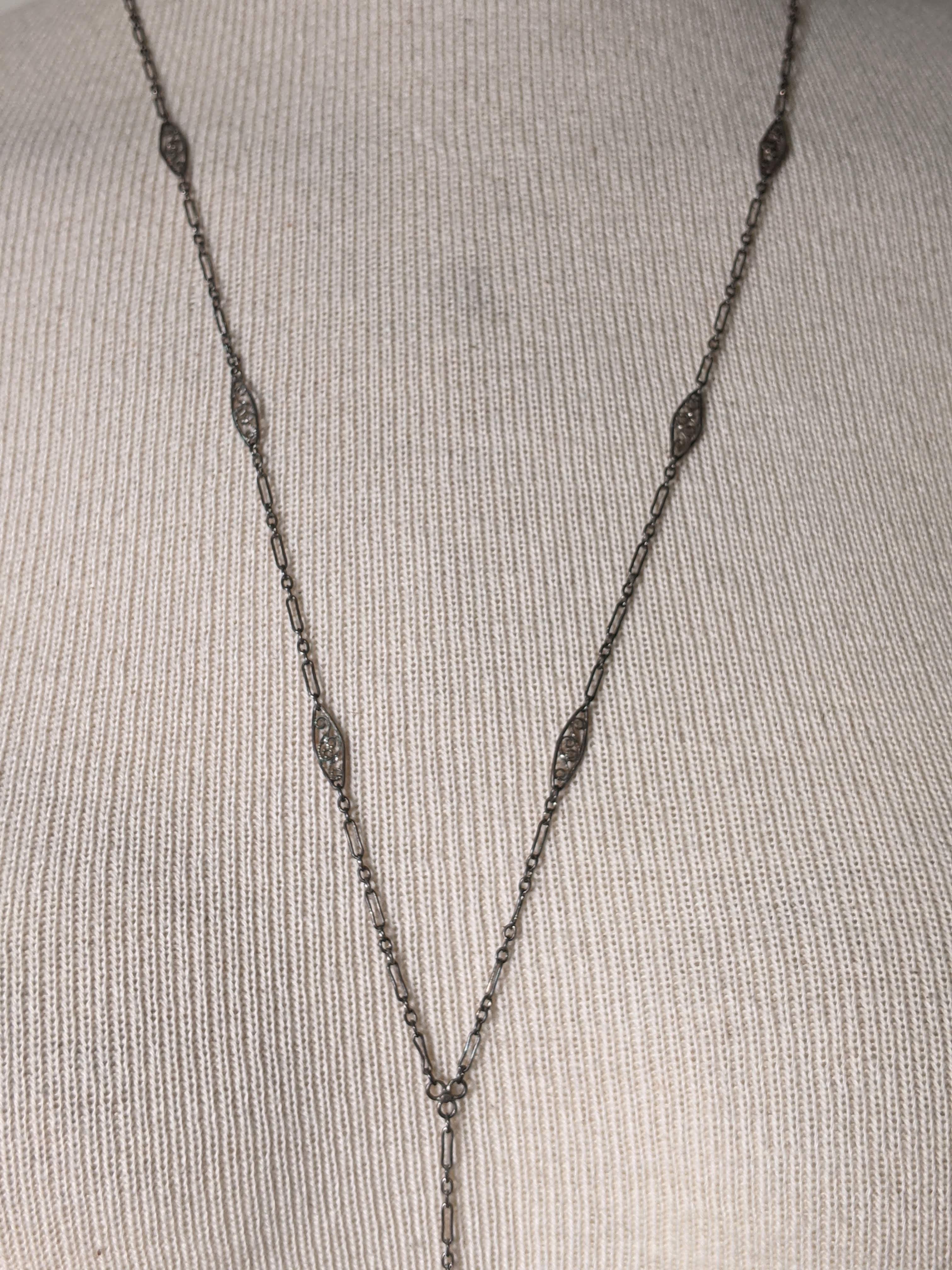 c. 1920s Sterling Silver Lorgnette Chain