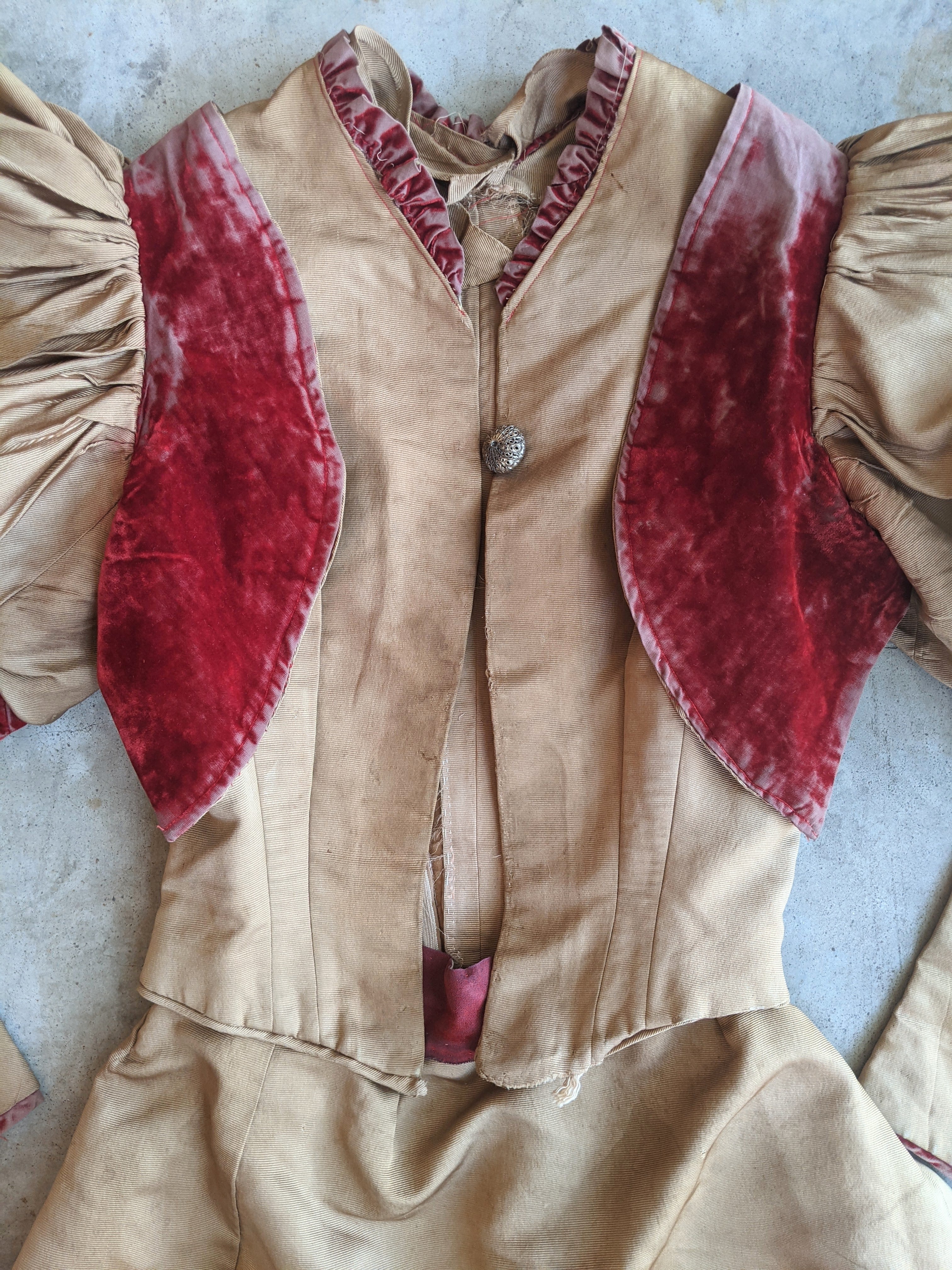 c. 1890s Gold and Burgundy Silk Dress | Study + Display