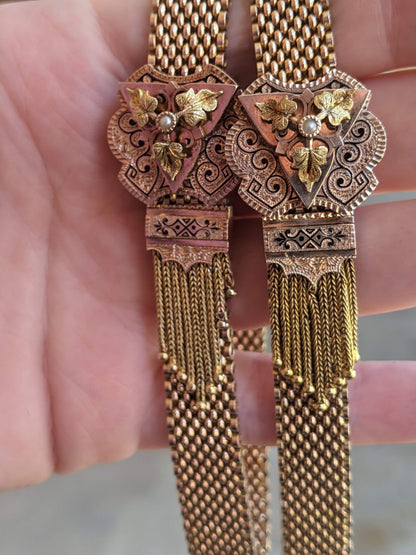 c. 1870s-1880s 14k Gold Mesh Bracelets Pair