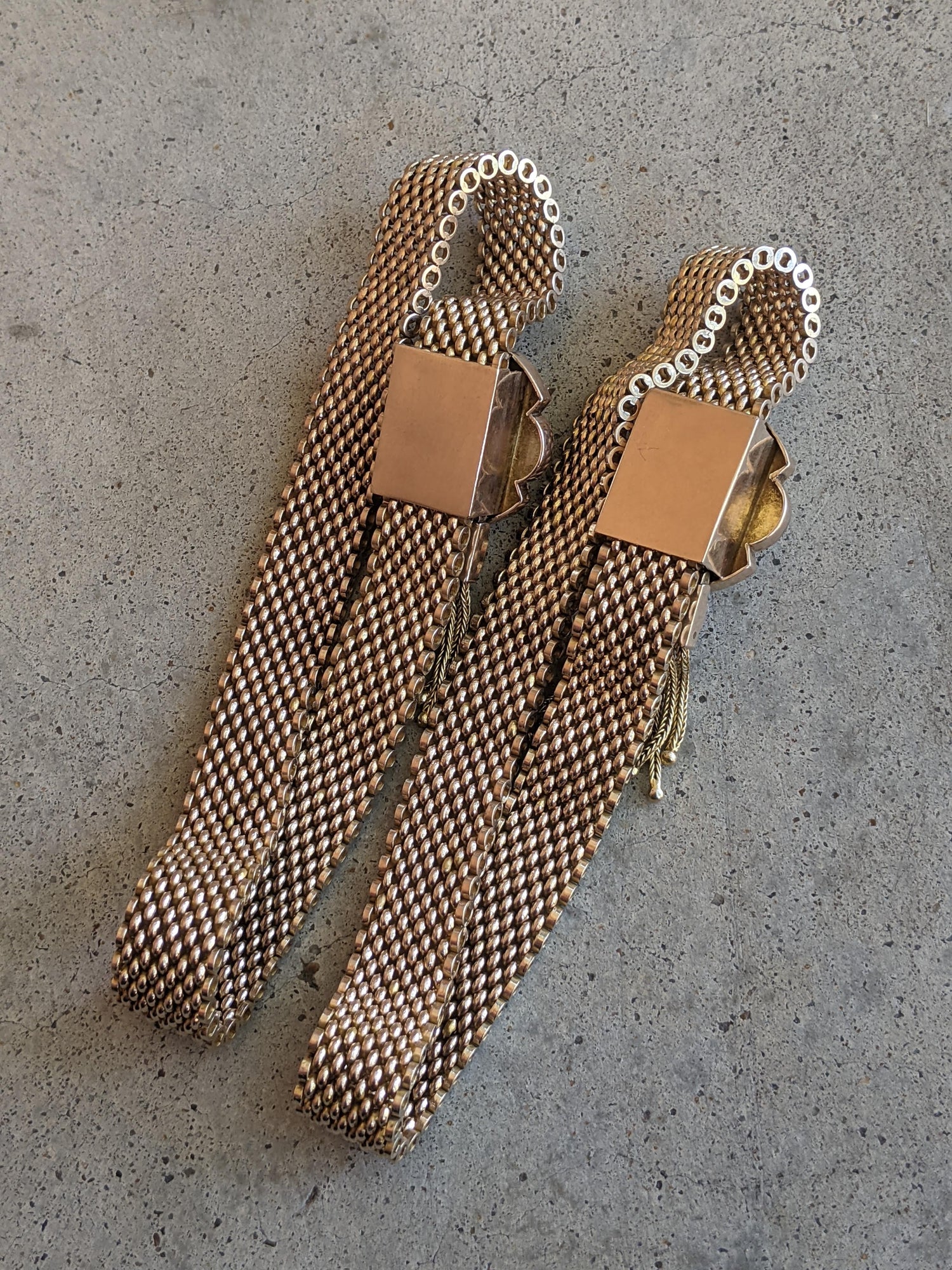 c. 1870s-1880s 14k Gold Mesh Bracelets Pair