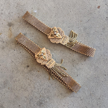 c. 1870s-1880s 14k Gold Mesh Bracelets Pair