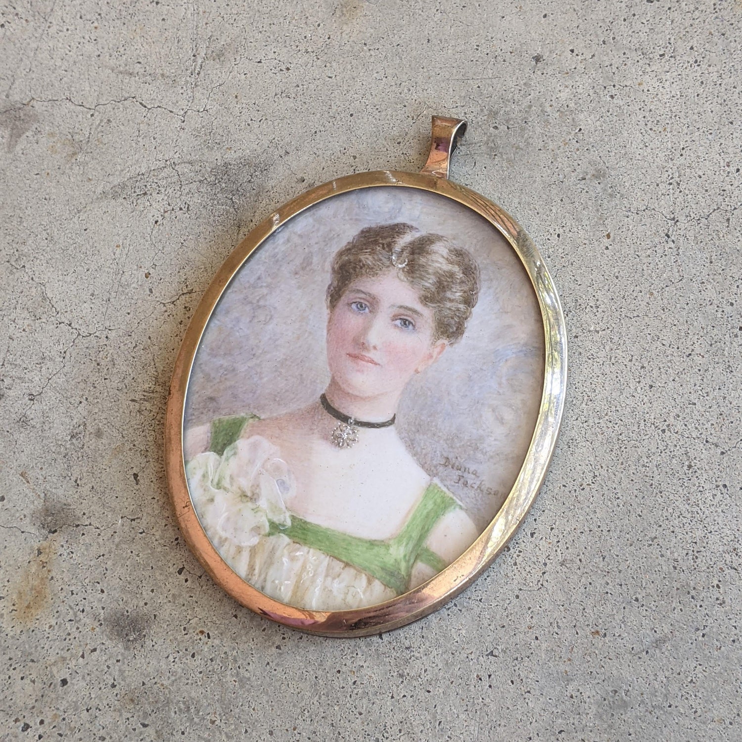 1930s Hand Painted Miniature Portrait