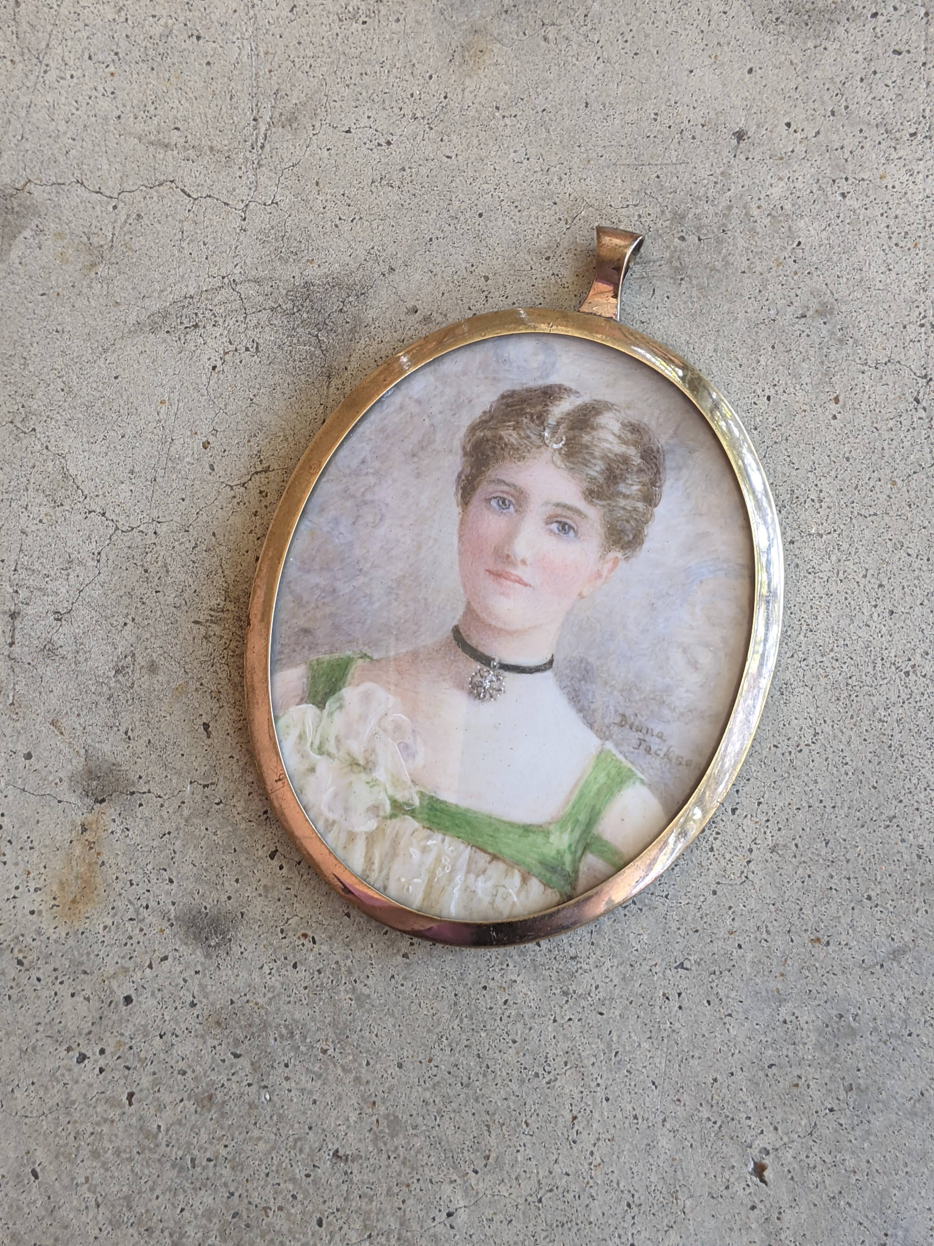 1930s Hand Painted Miniature Portrait