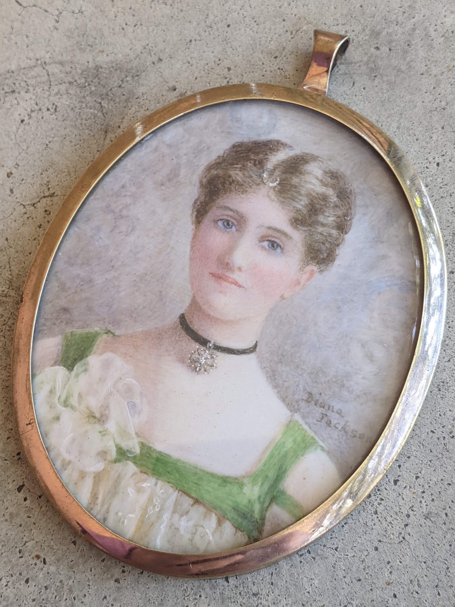 1930s Hand Painted Miniature Portrait