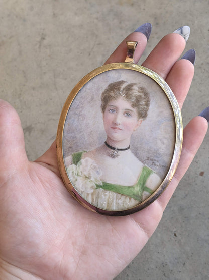 1930s Hand Painted Miniature Portrait