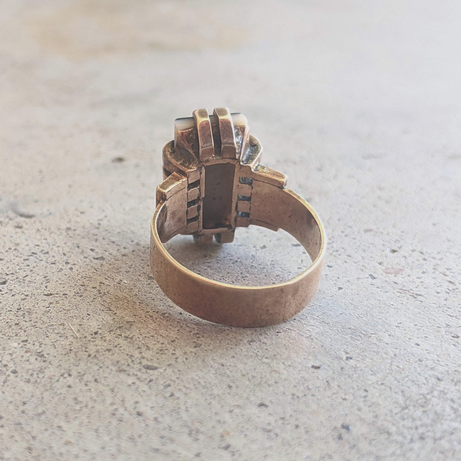 c. 1880s 14k Rose Gold Carved Onyx Ring | Sz 5.5