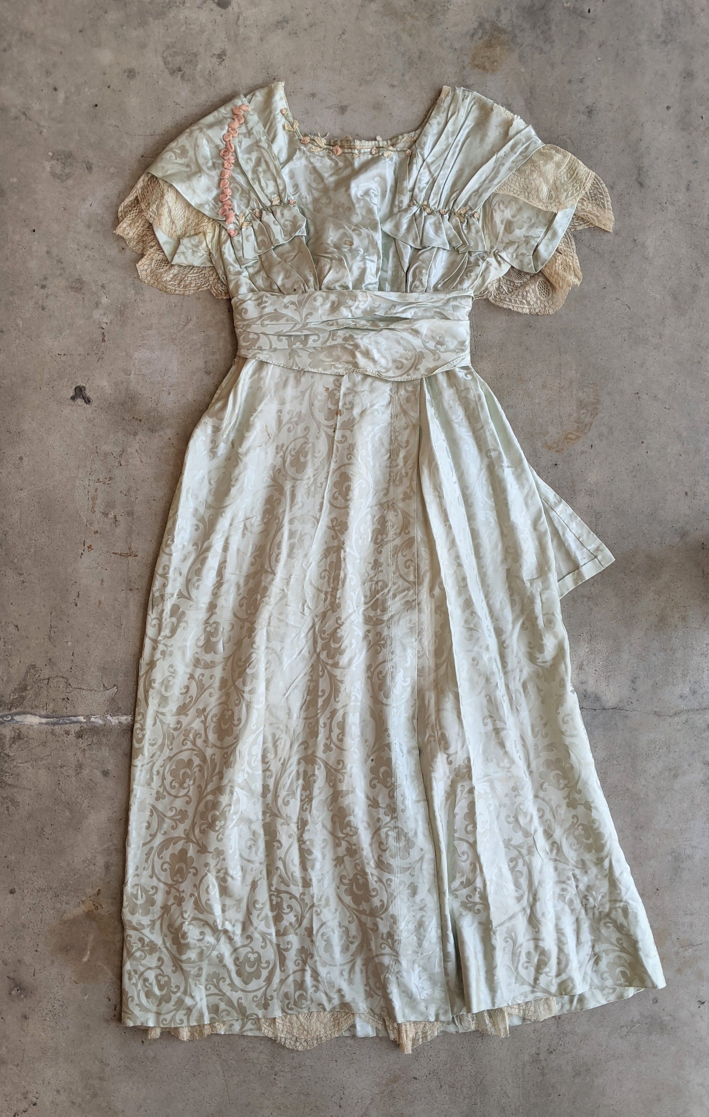 c. 1910 Seafoam Green Silk Gown | Study + Display