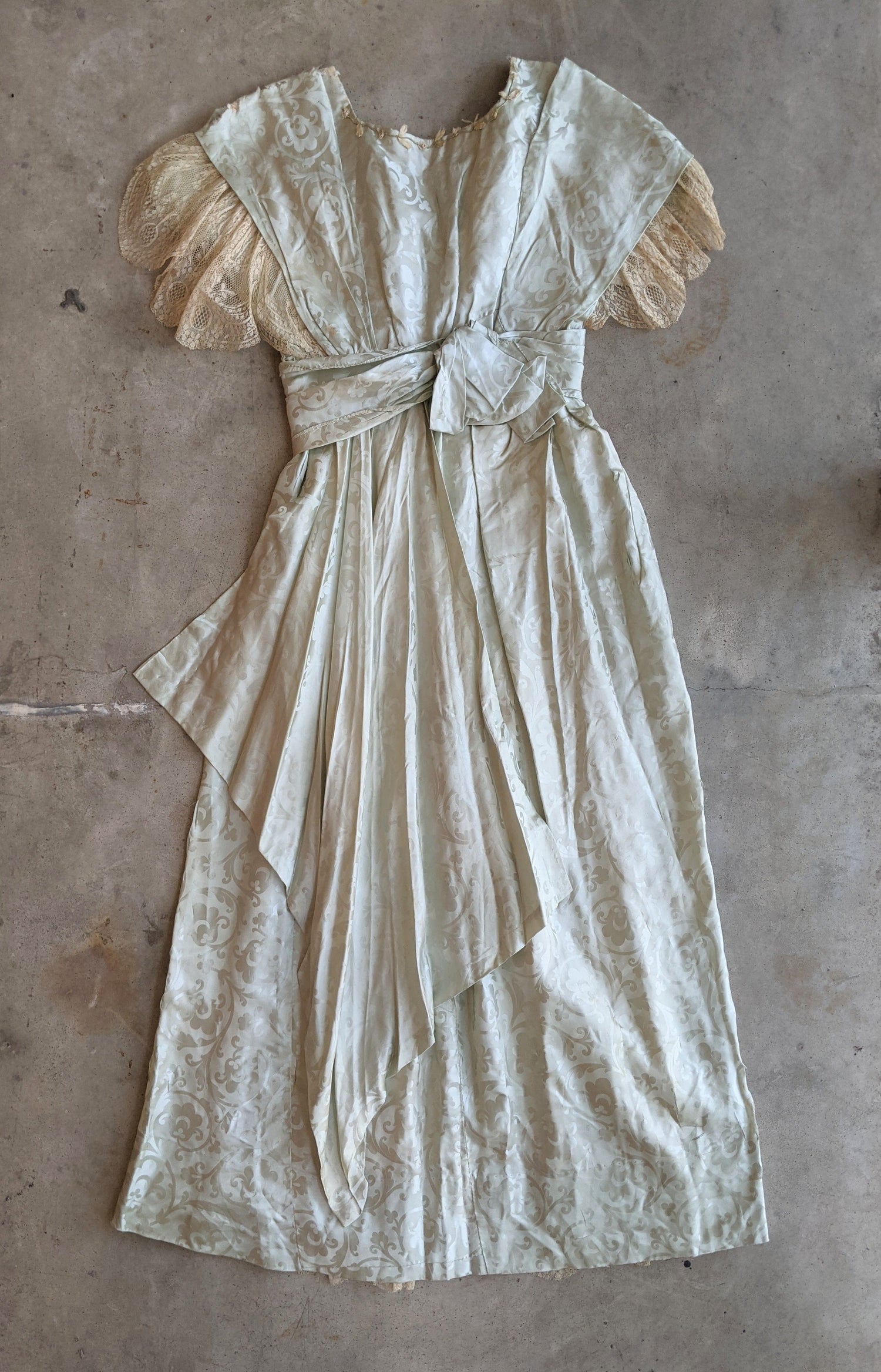 c. 1910 Seafoam Green Silk Gown | Study + Display
