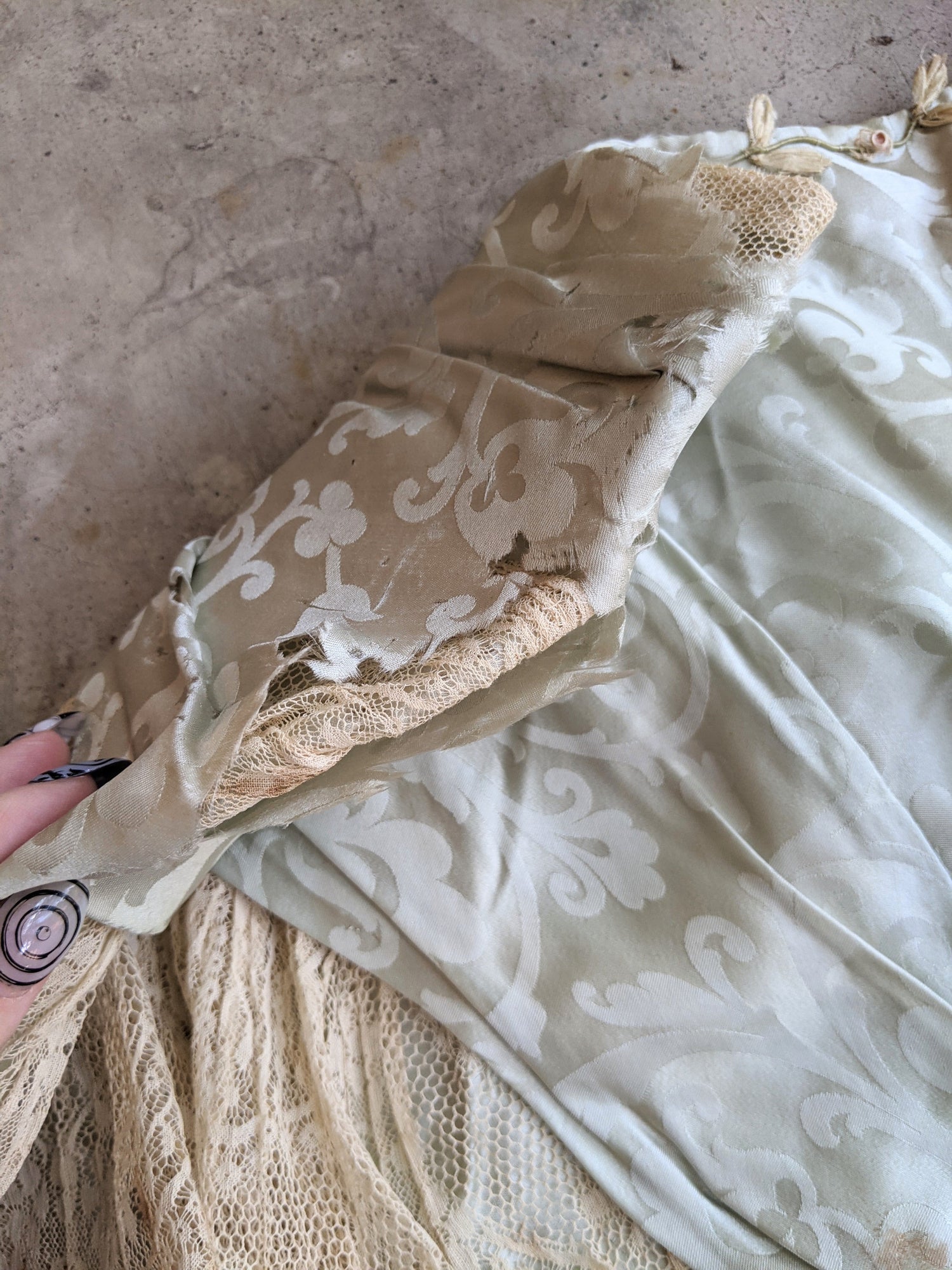 c. 1910 Seafoam Green Silk Gown | Study + Display