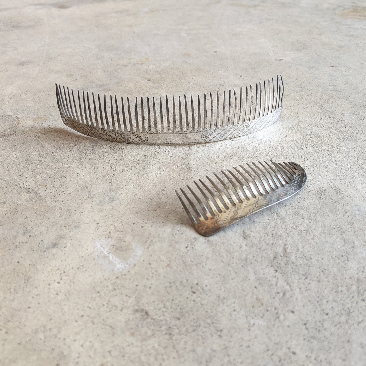 19th C. Silver Hair Comb Set