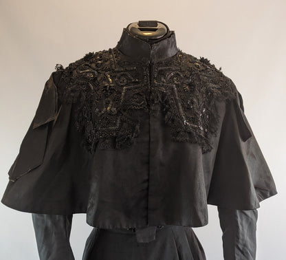 Victorian Black Silk Beaded Capelet