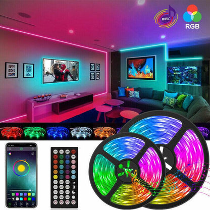 BRAND NEW 5050 RGB LED Strip Bluetooth Remote Lights TV Back Lights For Bar Room - Gadgets &amp; Gifts