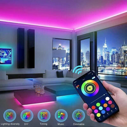 BRAND NEW 5050 RGB LED Strip Bluetooth Remote Lights TV Back Lights For Bar Room - Gadgets &amp; Gifts