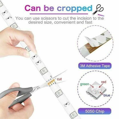 BRAND NEW 5050 RGB LED Strip Bluetooth Remote Lights TV Back Lights For Bar Room - Gadgets &amp; Gifts
