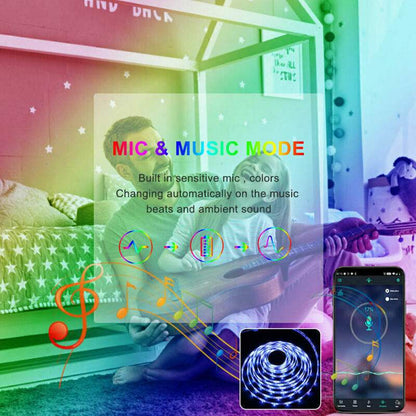 BRAND NEW 5050 RGB LED Strip Bluetooth Remote Lights TV Back Lights For Bar Room - Gadgets &amp; Gifts