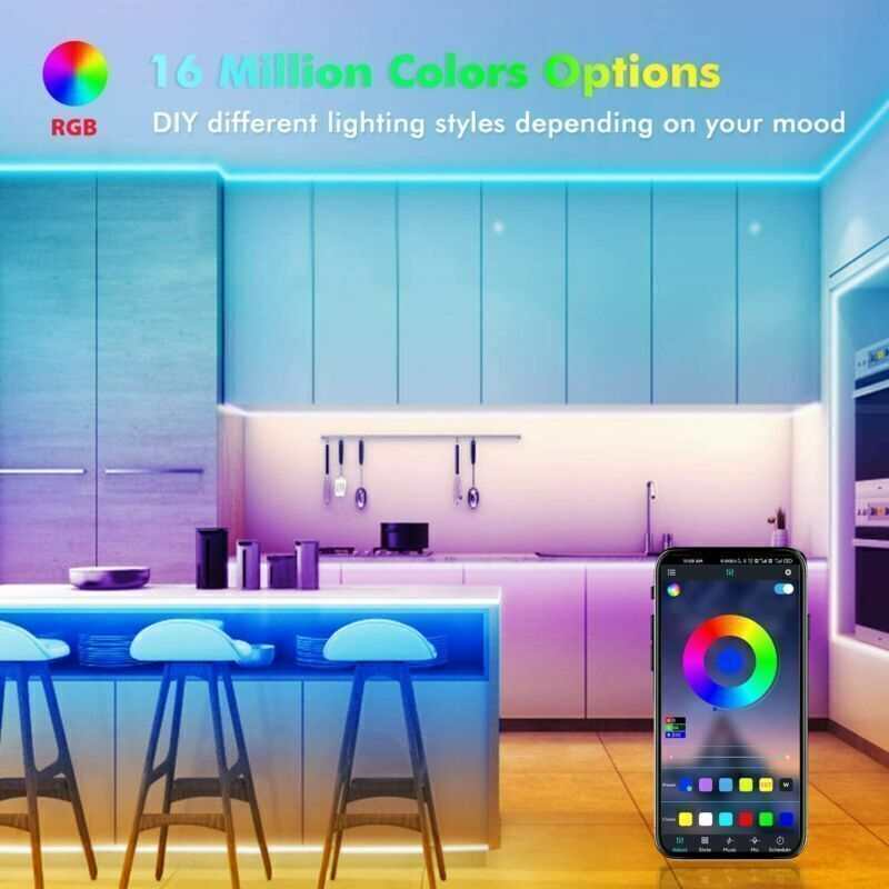 BRAND NEW 5050 RGB LED Strip Bluetooth Remote Lights TV Back Lights For Bar Room - Gadgets &amp; Gifts