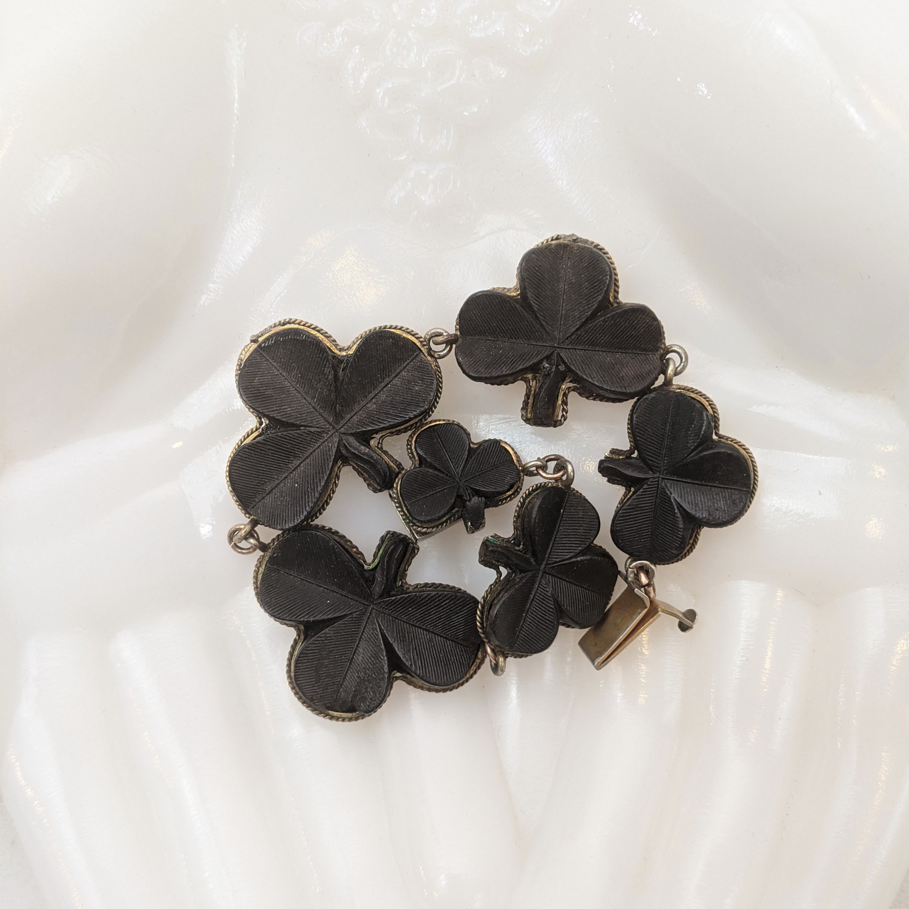 Victorian Bog Oak Shamrock Bracelet