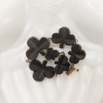 Victorian Bog Oak Shamrock Bracelet