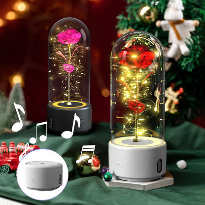 Creative 2 In 1 Rose Flowers LED Light And Bluetooth - compatible Speaker Valentine&