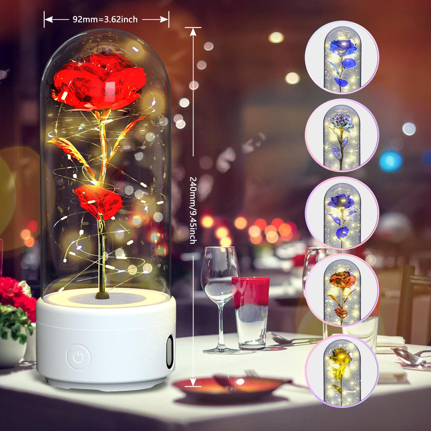 Creative 2 In 1 Rose Flowers LED Light And Bluetooth - compatible Speaker Valentine&