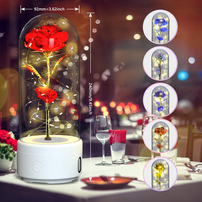 Creative 2 In 1 Rose Flowers LED Light And Bluetooth - compatible Speaker Valentine&