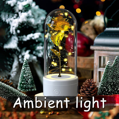 Creative 2 In 1 Rose Flowers LED Light And Bluetooth - compatible Speaker Valentine&