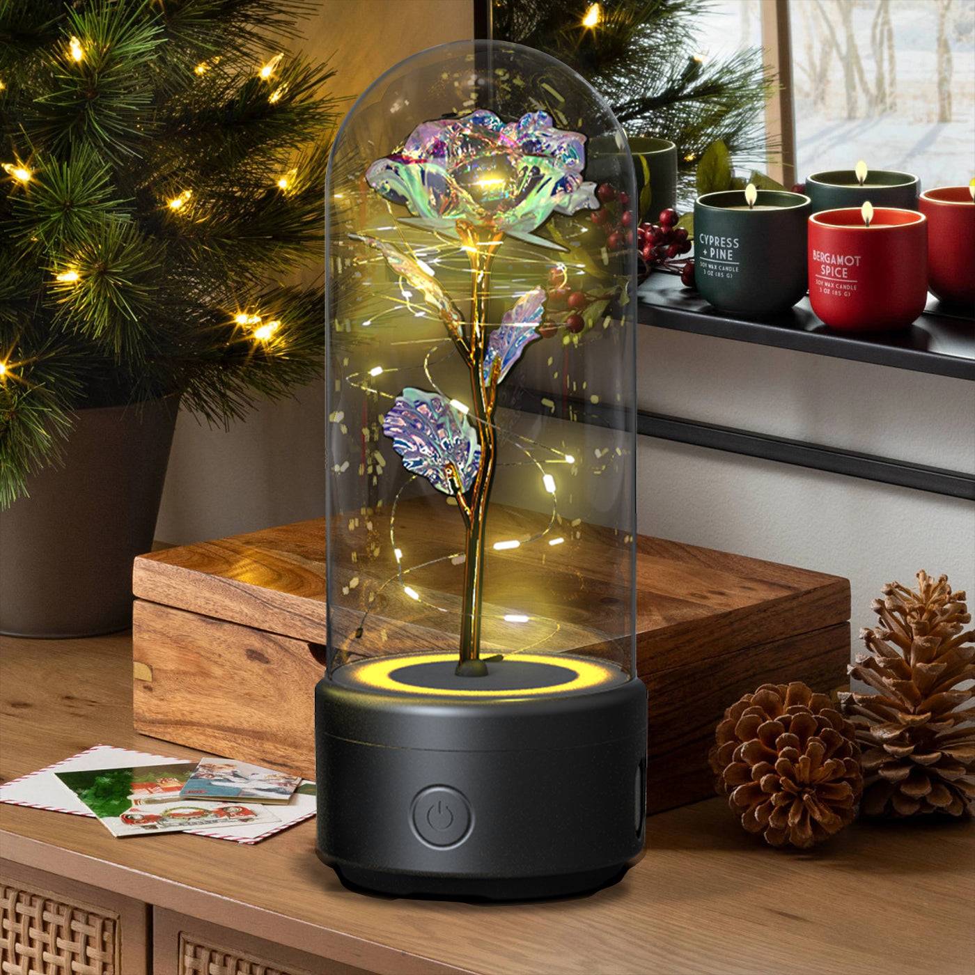Creative 2 In 1 Rose Flowers LED Light And Bluetooth - compatible Speaker Valentine&