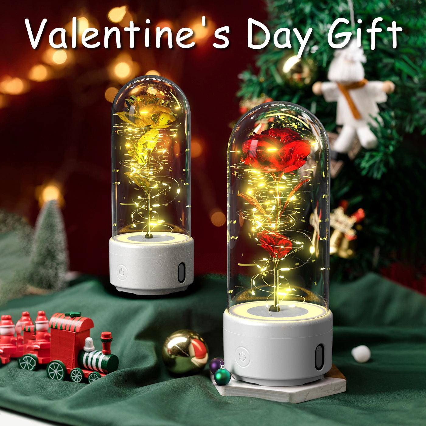Creative 2 In 1 Rose Flowers LED Light And Bluetooth - compatible Speaker Valentine&