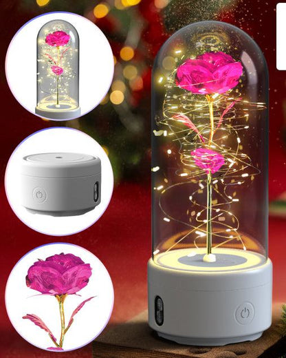 Creative 2 In 1 Rose Flowers LED Light And Bluetooth - compatible Speaker Valentine&