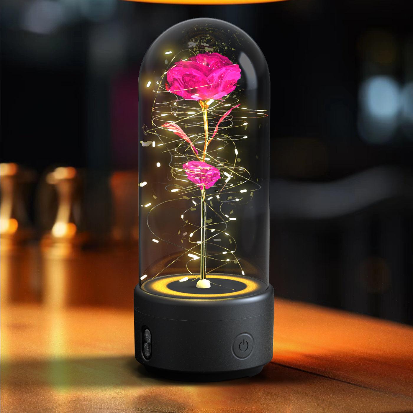 Creative 2 In 1 Rose Flowers LED Light And Bluetooth - compatible Speaker Valentine&
