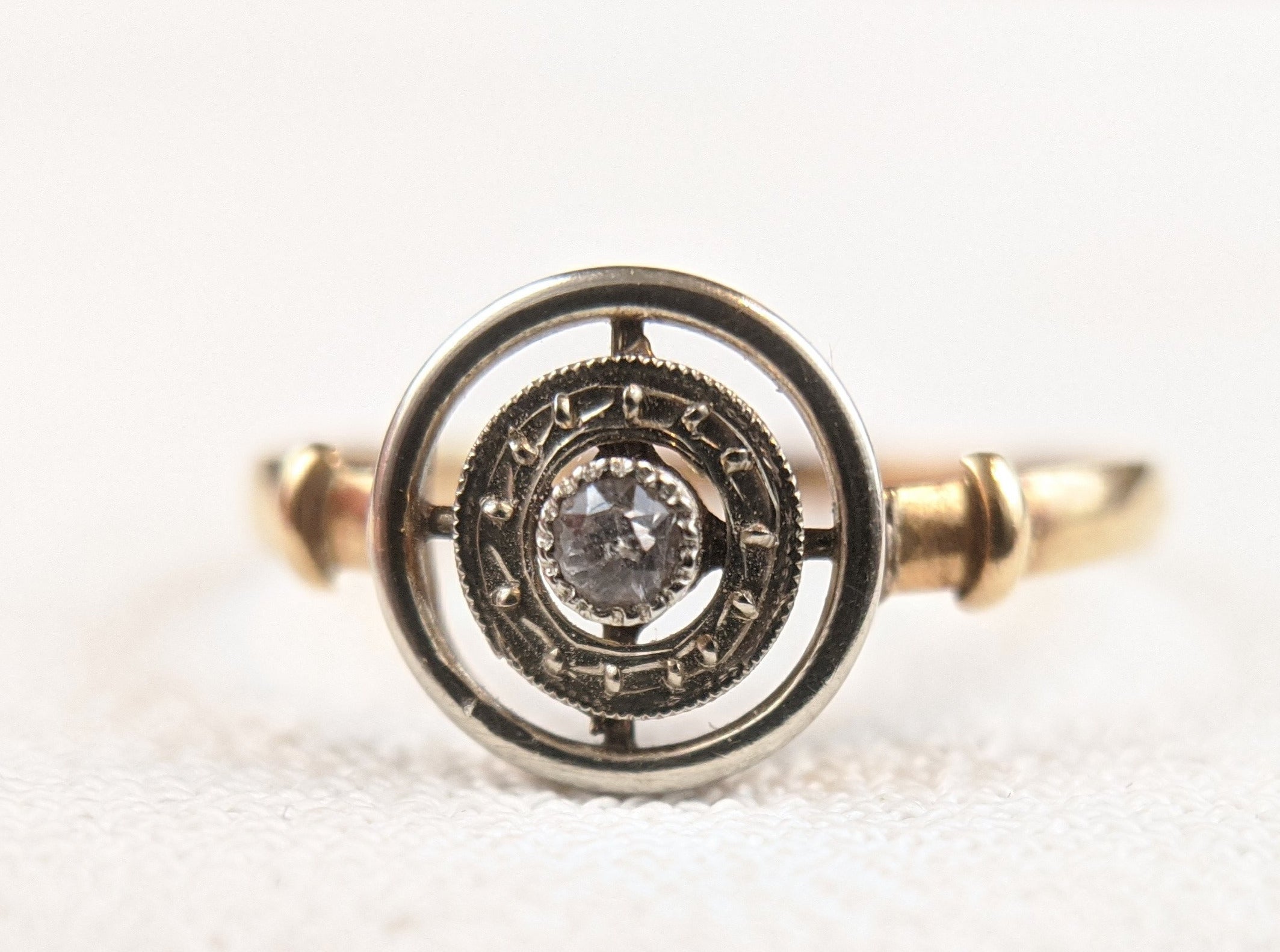 Edwardian 18k Gold Diamond Ring with Platinum Top