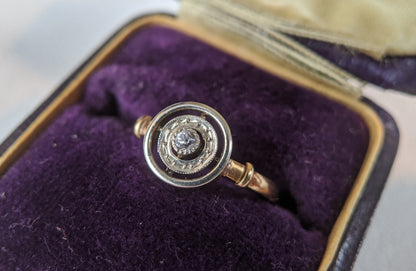 Edwardian 18k Gold Diamond Ring with Platinum Top