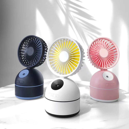 Modern fan humidifier with sleek design on wooden table