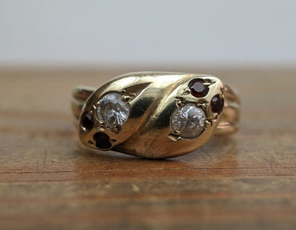 Vintage 9k Gold Victorian Revival Snake Ring