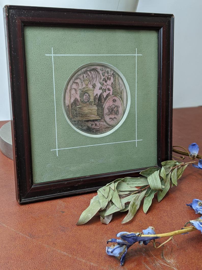 Victorian Framed Sepia Hair Art