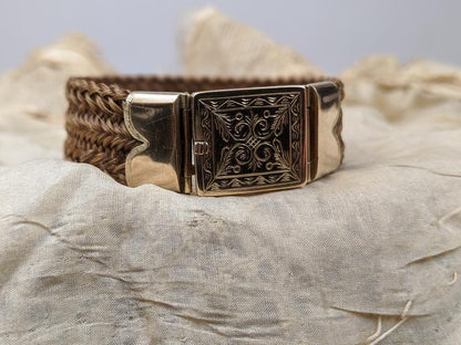 Victorian Hairwork Bracelet | 12k Gold Clasp