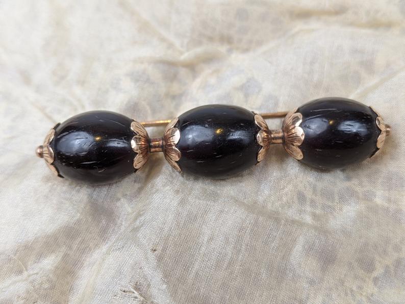 19th c. 14k Gold Palm Seed Brooch