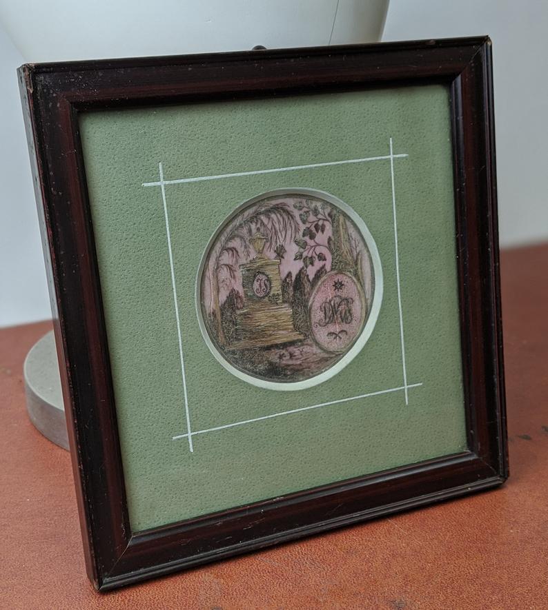 Victorian Framed Sepia Hair Art