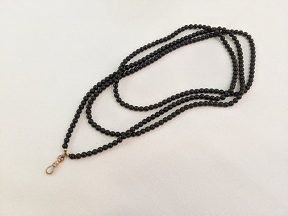 1900s French Jet Necklace with 14k Gold Dog Clip