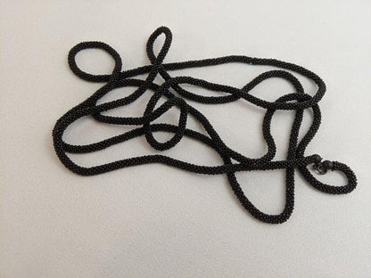 1910s-1920s Long French Jet Seed Bead Rope Necklace