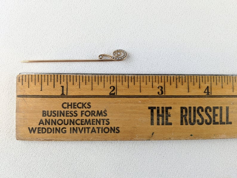 Art Nouveau 10k Gold Question Mark Pin