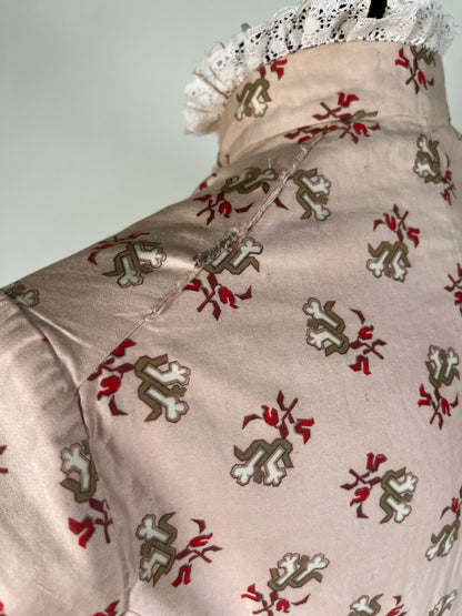 c. 1880s Cotton Sateen Printed Bodice